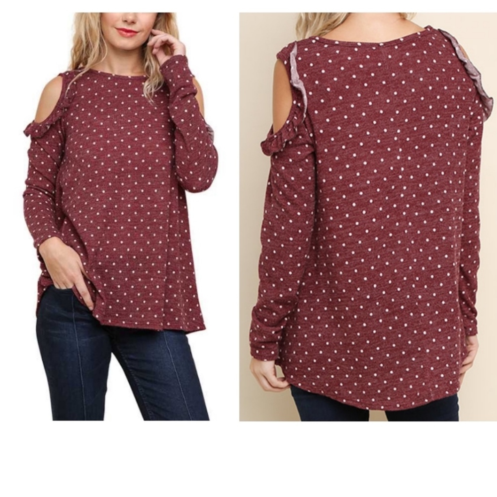 Wine Polka Dot Top